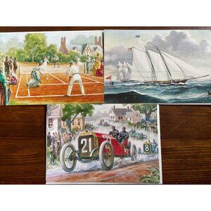 3 Vintage Olds Car Racing Tennis Sailboat A Sunshine Card Birthday Card